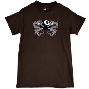 Sheisty Dragons with Pool 8 Ball Brown Short Sleeved Men's Size Small NWT